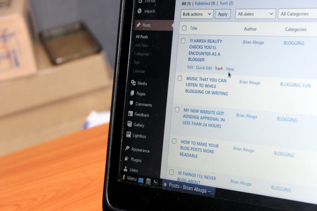 WordPress admin dashboard showing a slow WordPress site